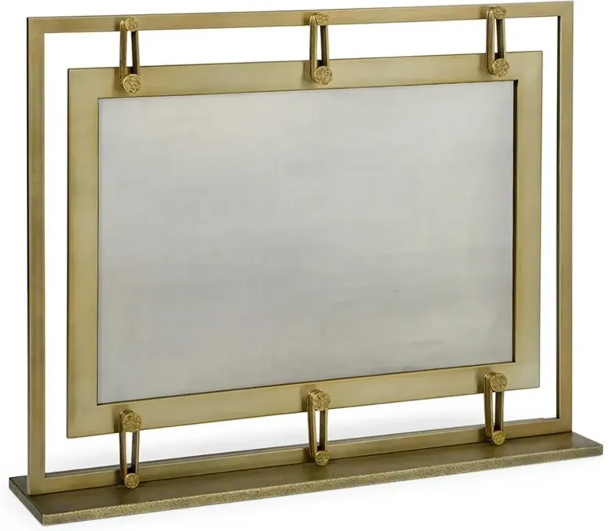 Palecek Lancaster Industrial Loft Antique Brass Metal Fireplace Screen