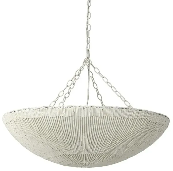 Palecek Cora Coastal Beach Off White Natural Rattan Chandelier