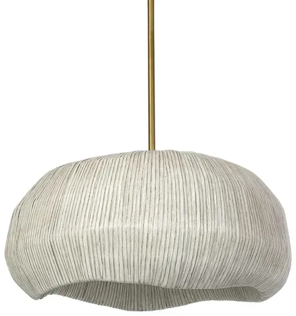 Palecek Ravenna Coastal Whitewash Rattan Antique Brass Pendant - Large