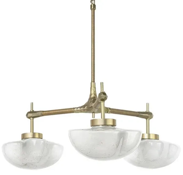 Palecek Cicero Modern Taupe Rattan Wrapped Brass Metal Frame Chandelier - Small