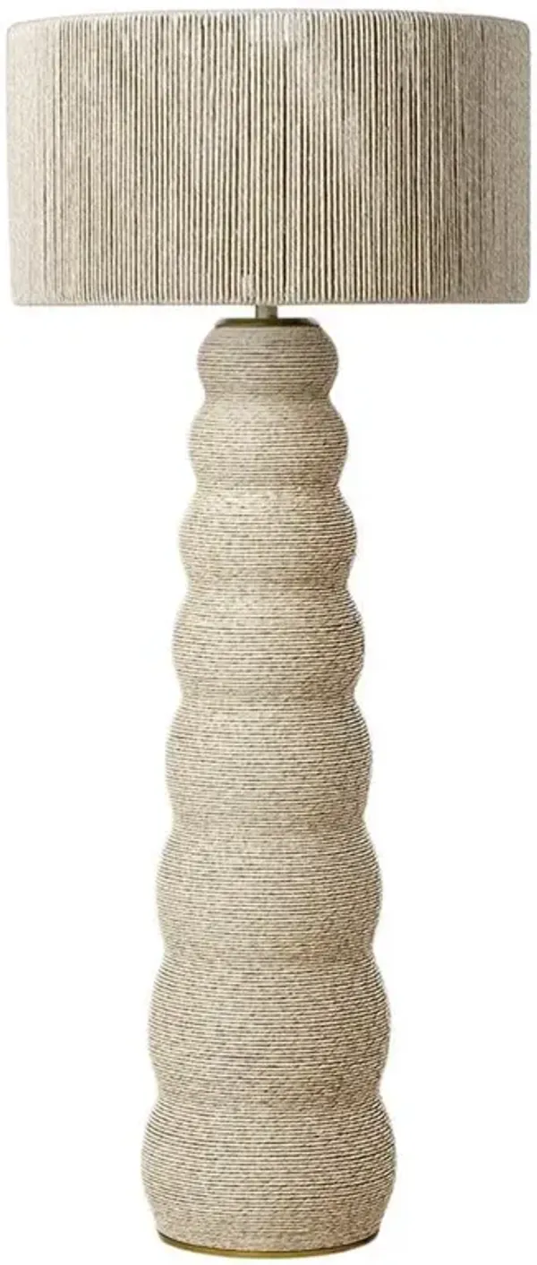 Palecek Kona Coastal Beach Beige Wrapped Brass Accent Outdoor Floor Lamp