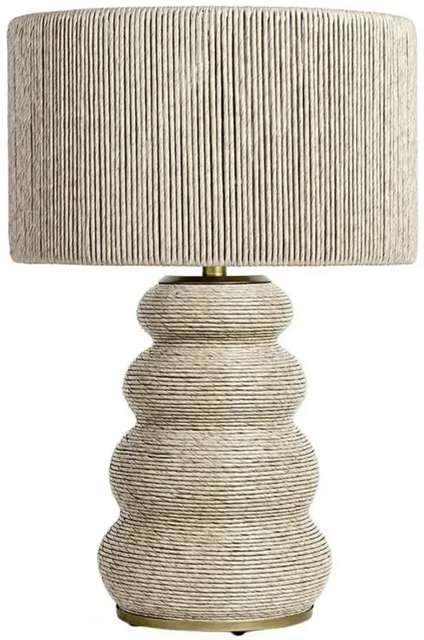 Palecek Kona Coastal Beach Beige Wrapped Brass Accent Outdoor Table Lamp