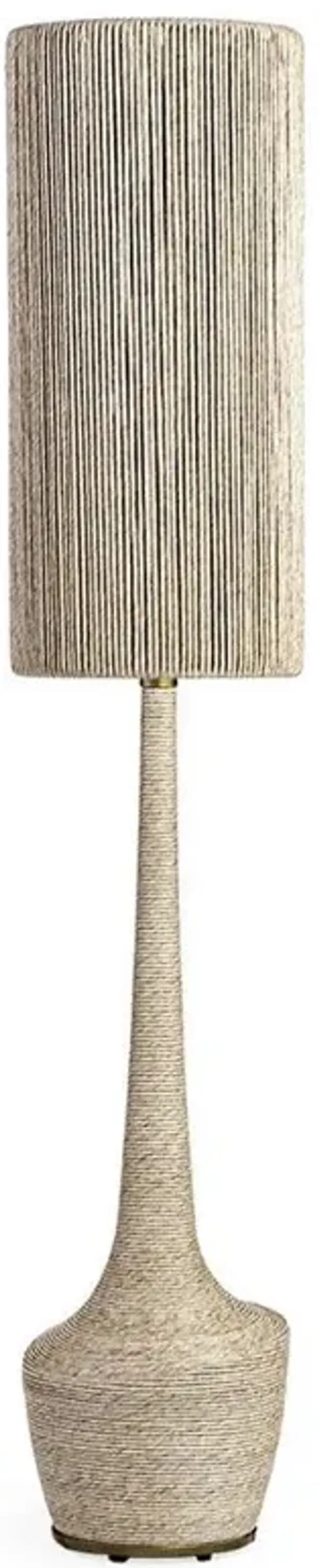 Palecek Newport Coastal Beach Beige Wrapped Brass Metal Outdoor Floor Lamp