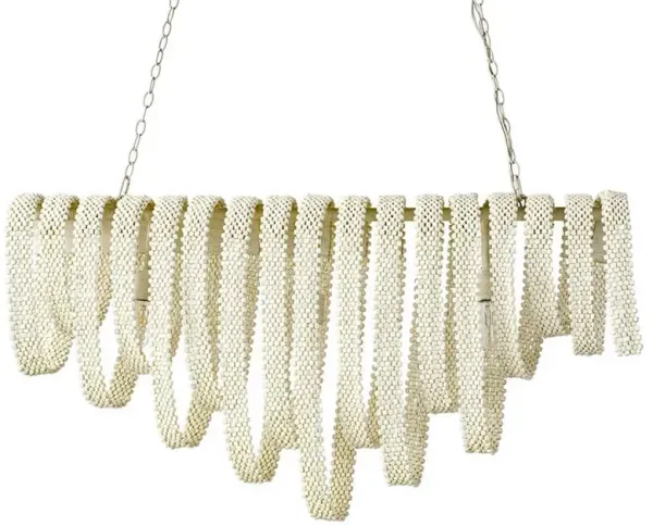 Palecek Raya Modern Classic Cream Wood Beads Chandelier