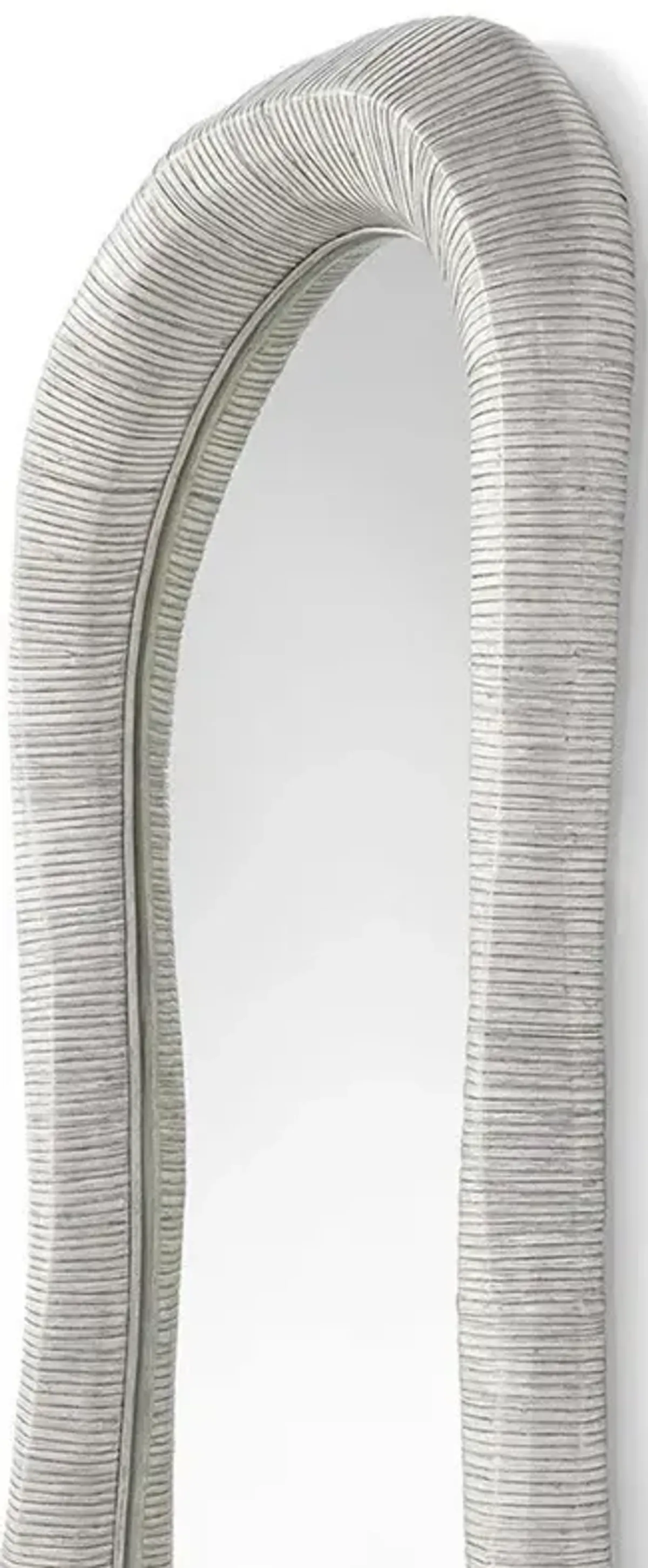 Palecek Ravenna Coastal Beach Whitewash Rattan Frame Full Length Floor Mirror