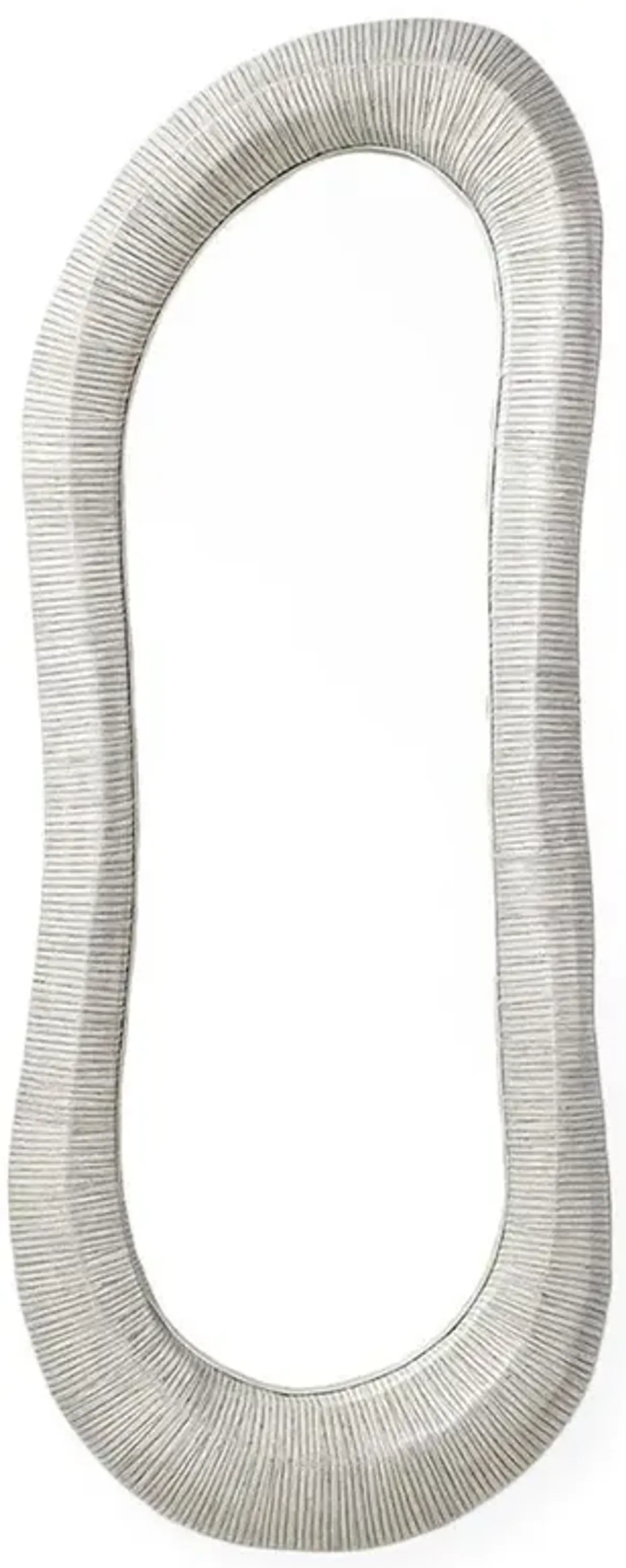 Palecek Ravenna Coastal Beach Whitewash Rattan Frame Full Length Floor Mirror