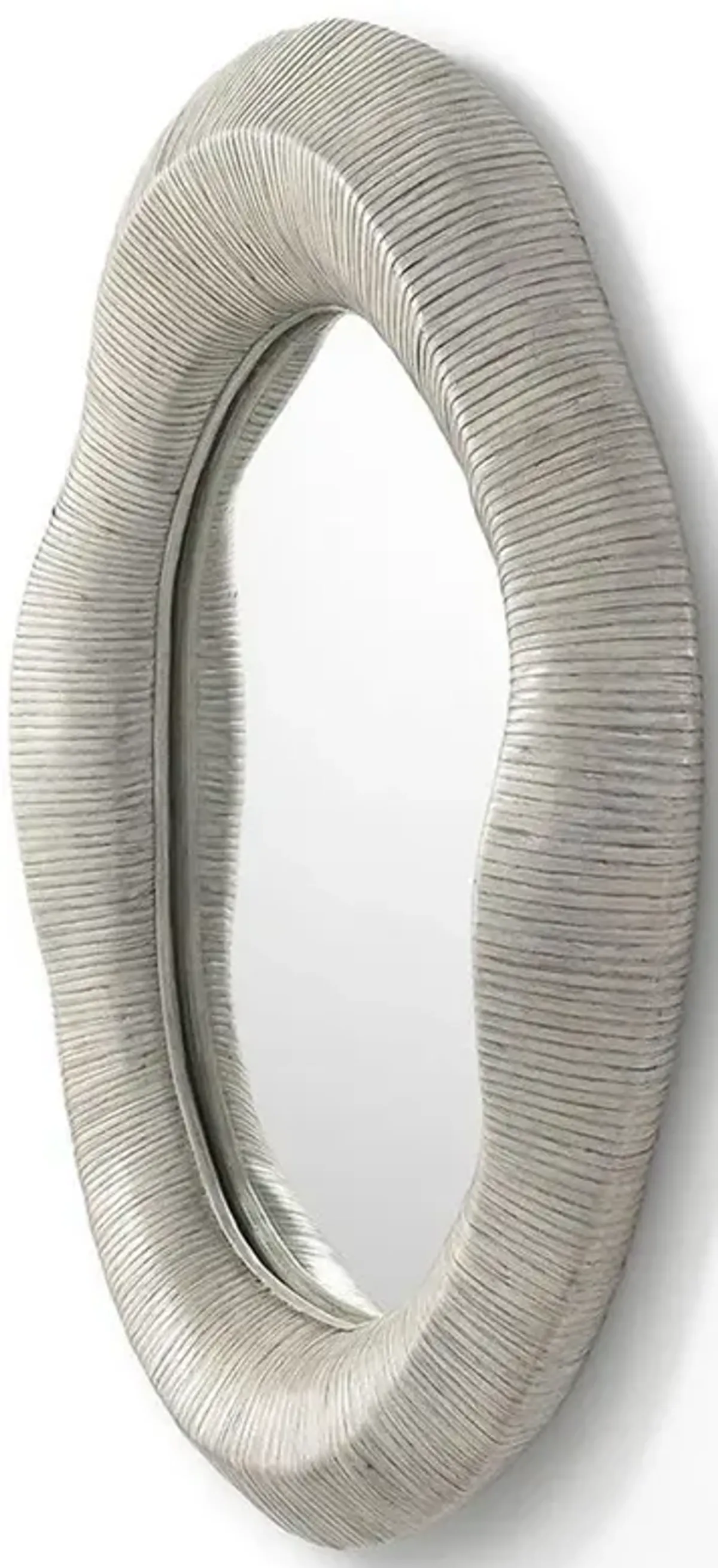 Palecek Ravenna Coastal Beach Whitewash Rattan Frame Oval Wall Mounted Mirror