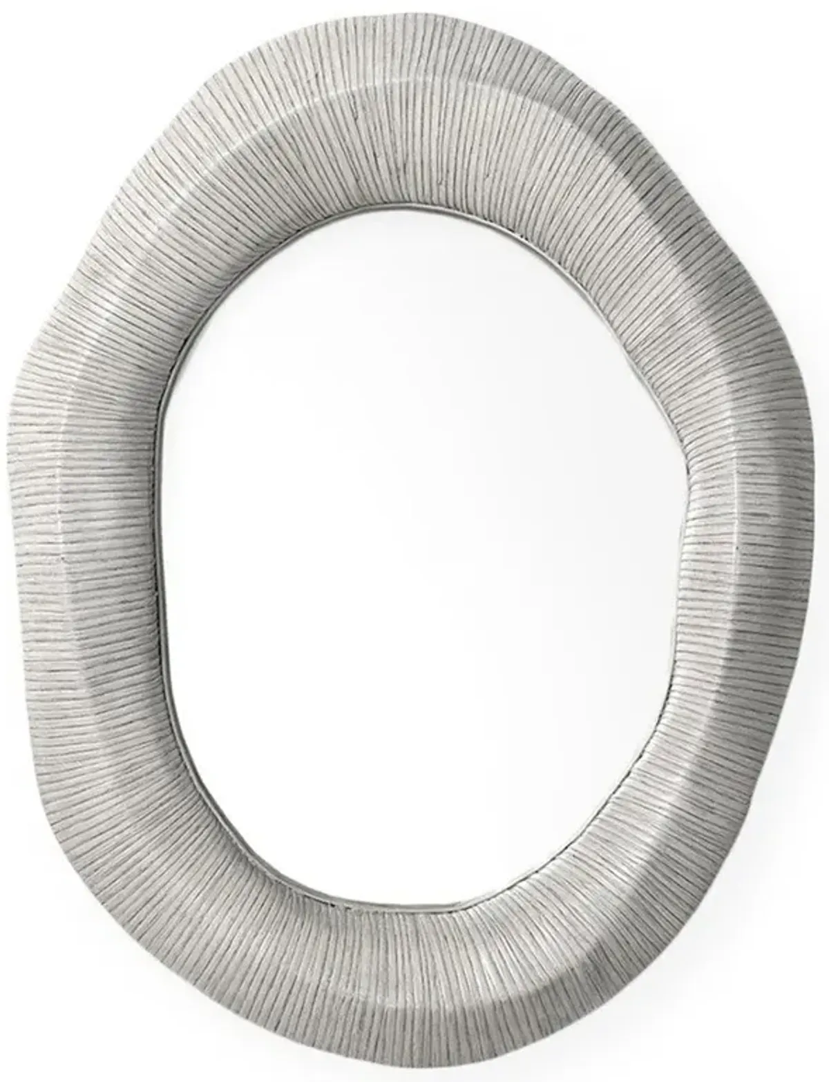 Palecek Ravenna Coastal Beach Whitewash Rattan Frame Oval Wall Mounted Mirror