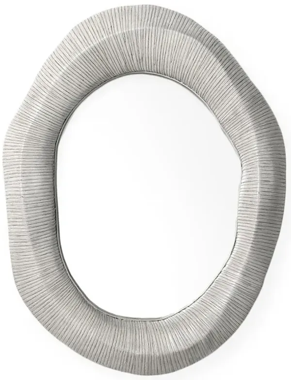 Palecek Ravenna Coastal Beach Whitewash Rattan Frame Oval Wall Mounted Mirror