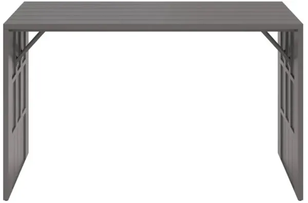 Apalana Industrial Warm Grey Aluminum Rectangular Outdoor Bar Table - 68"W