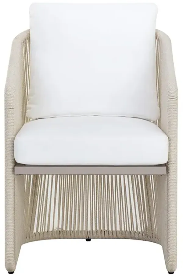 Terrell Stinson White Cushion Woven Rope Aluminum Outdoor Dining Chair
