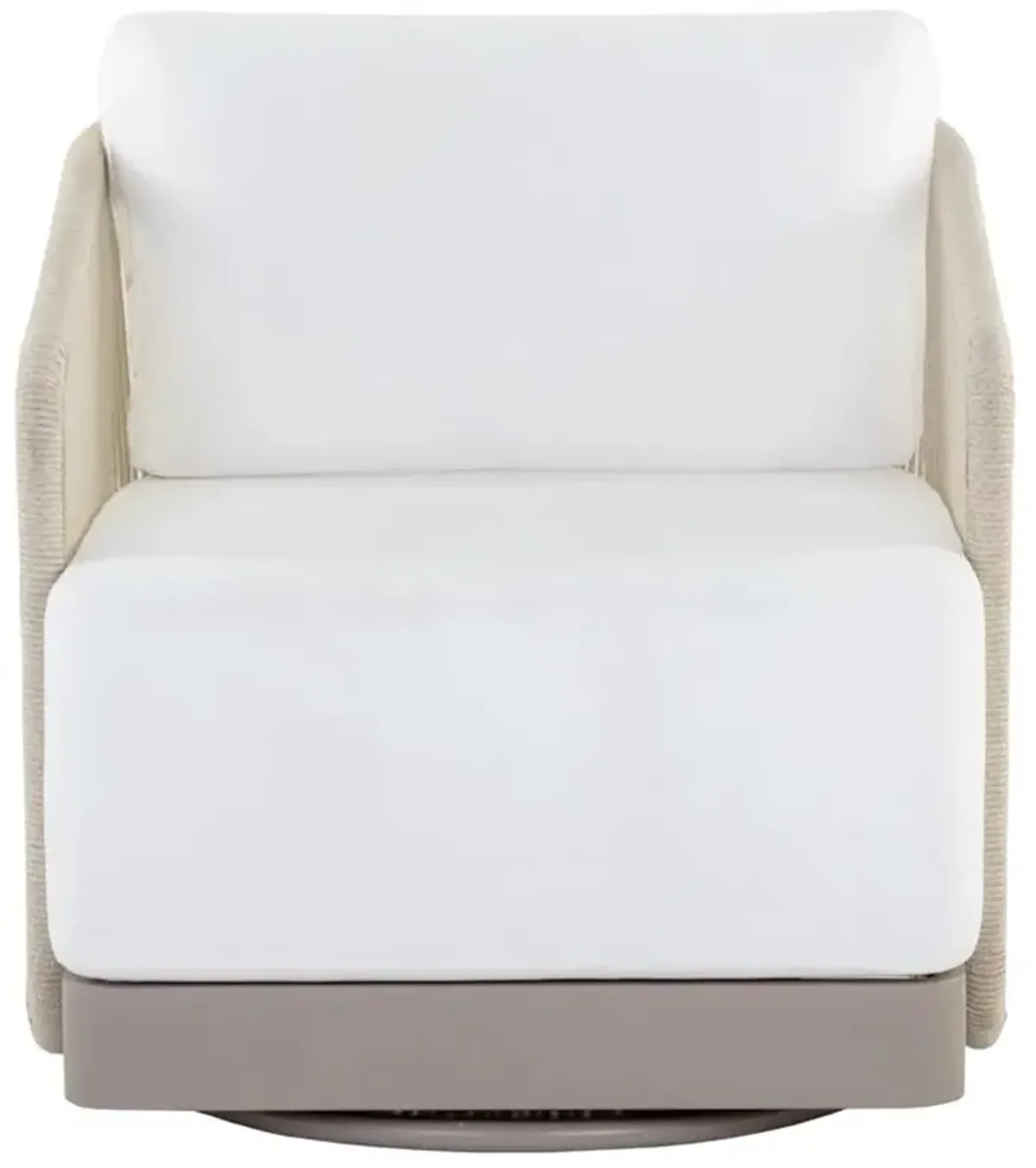 Terrell Stinson White Cushion Woven Rope Aluminum Outdoor Swivel Chair