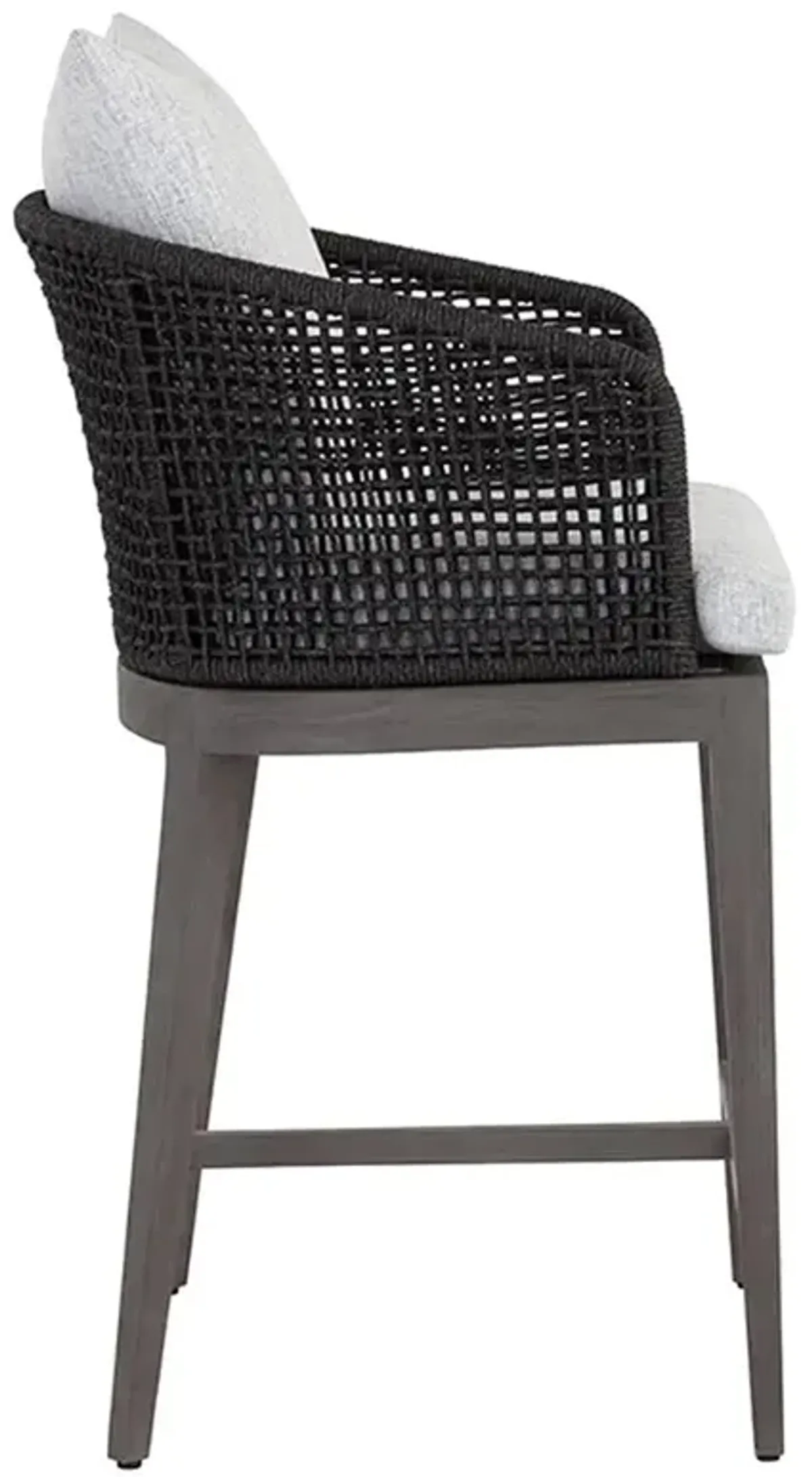 Coleman Coastal Marble Light Grey Cushion Teak Woven Outdoor Counter Stool