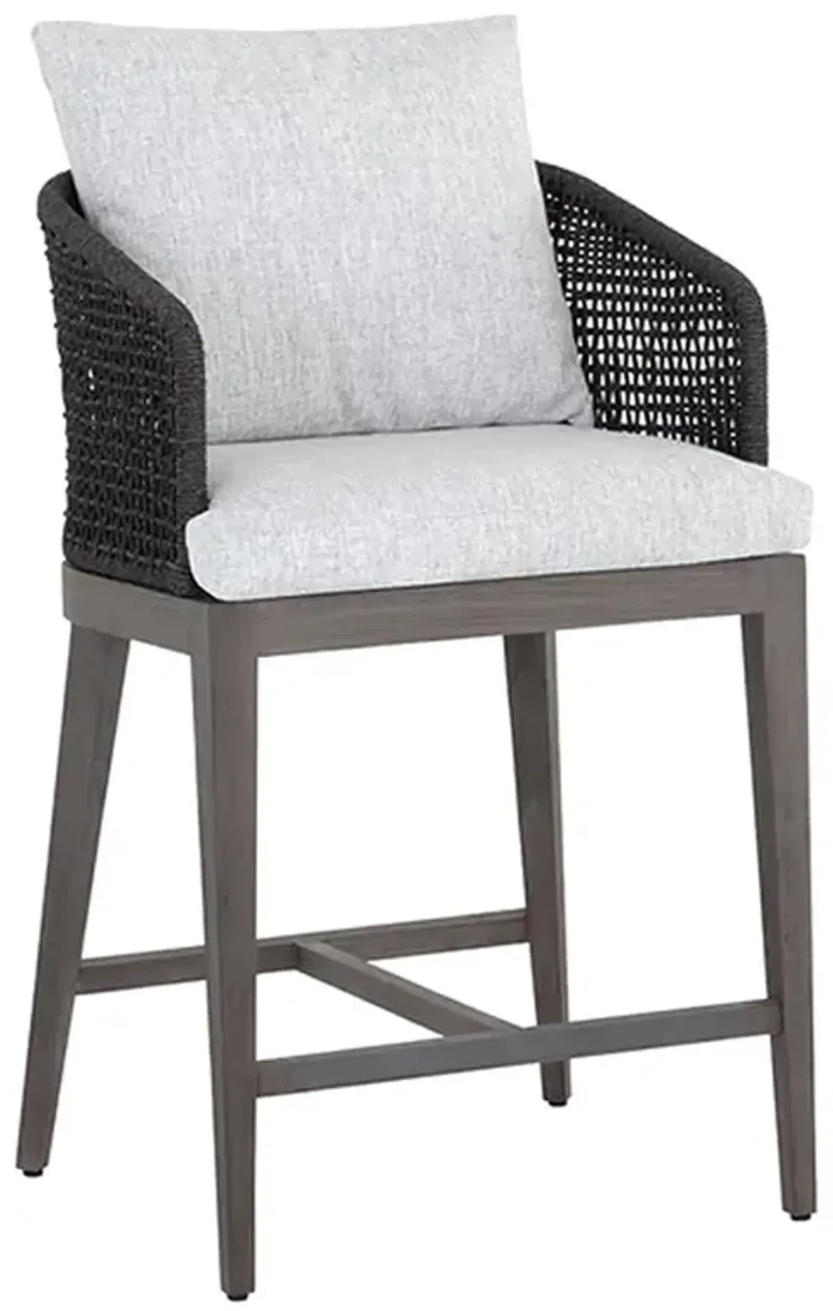 Coleman Coastal Marble Light Grey Cushion Teak Woven Outdoor Counter Stool