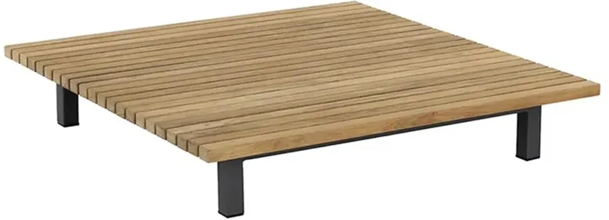 Narbeth Coastal Natural Teak Dark Grey Aluminum Outdoor Coffee Table