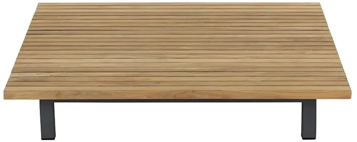 Narbeth Coastal Natural Teak Dark Grey Aluminum Outdoor Coffee Table
