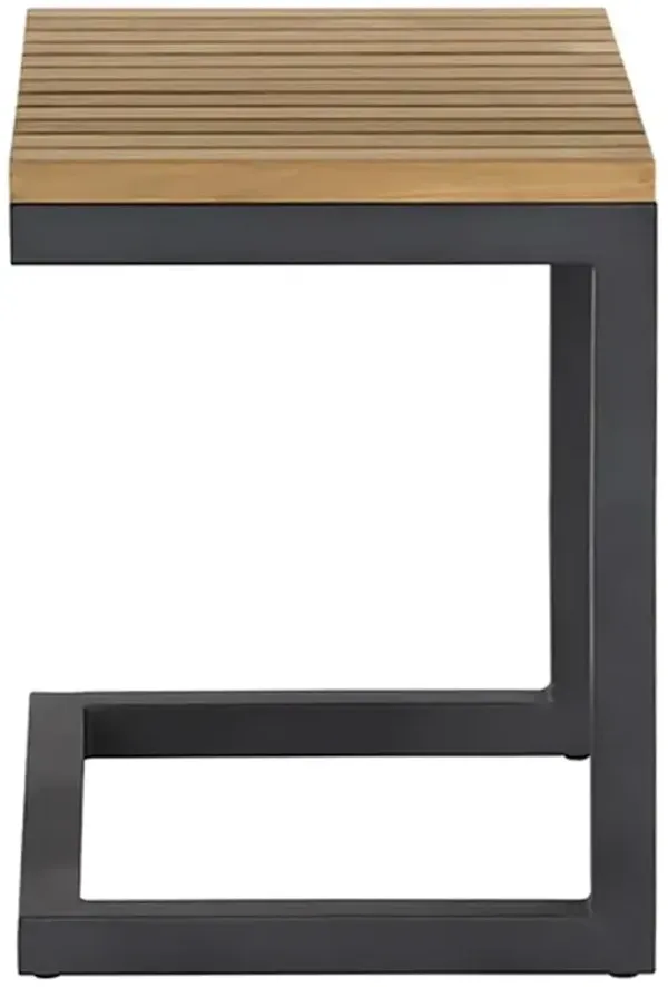 Narbeth Coastal Natural Teak Dark Grey Aluminum Outdoor C Side Table
