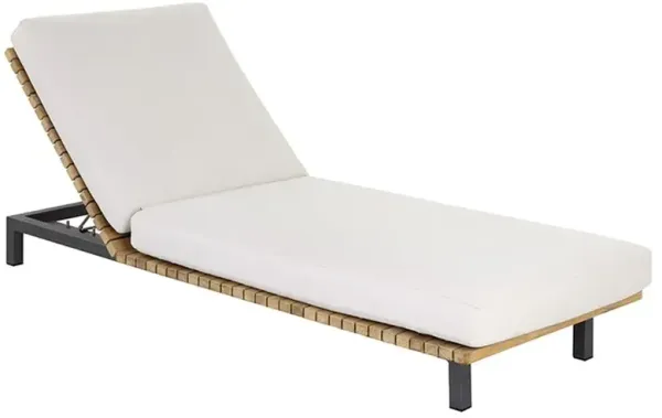 Narbeth Cream Cushion Natural Teak Grey Aluminum Outdoor Chaise Lounge