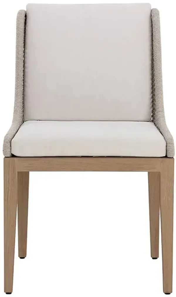 Wagner Coastal Cream Cushion Natural Teak Woven Outdoor Dining Chair