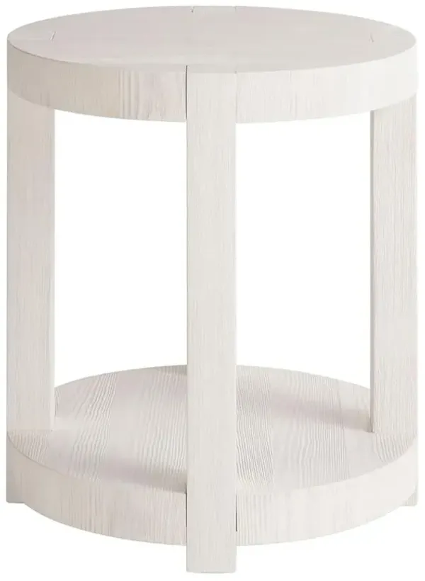 Carter Coastal Beach White Sand Oak Round End Table