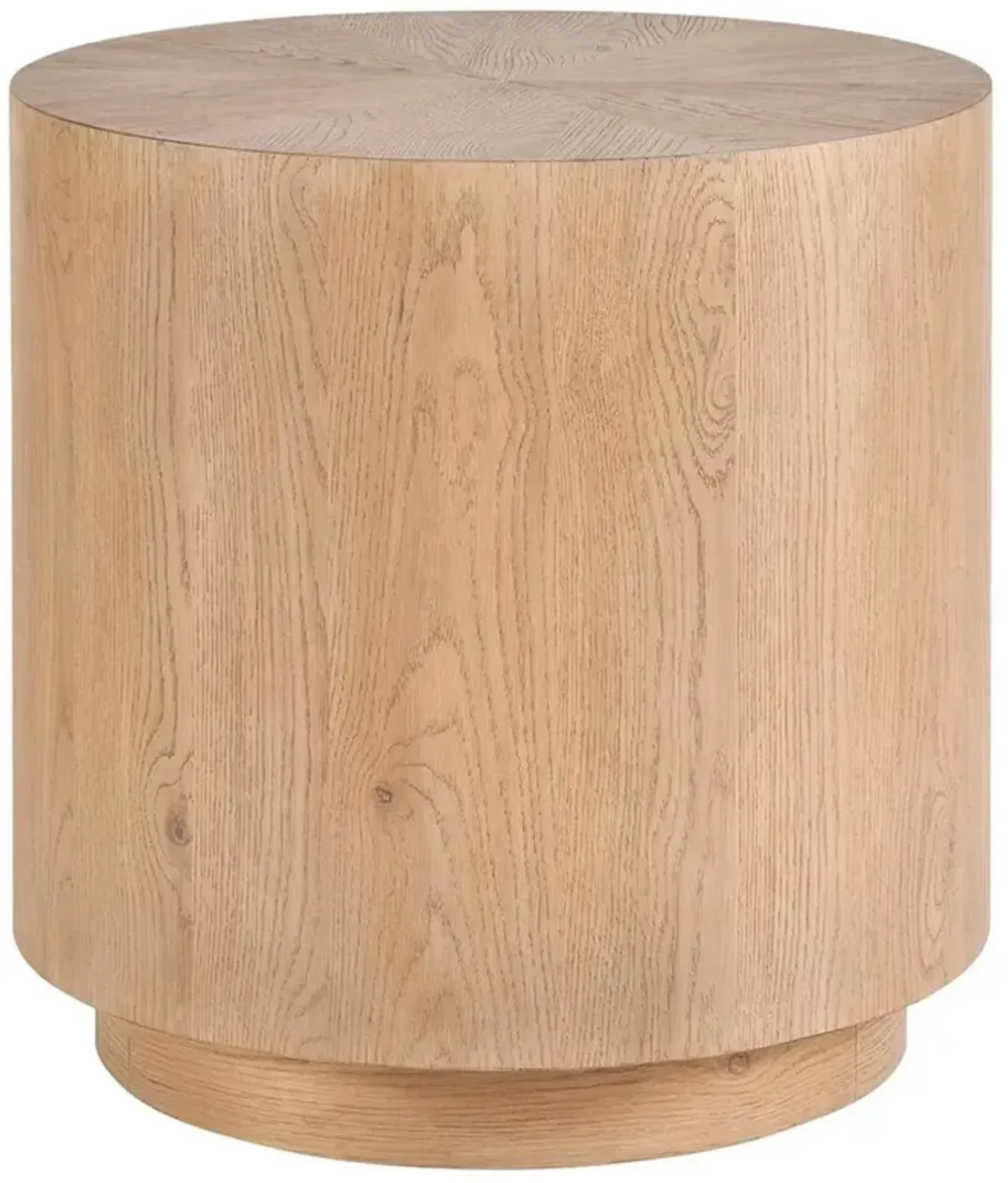 Carter Coastal Beach Brown Oak Round Drum End Table