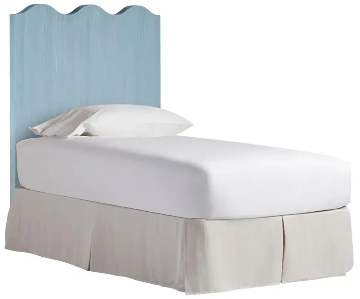 Bennett Coastal Beach Light Blue Oak Wave Headboard - Twin
