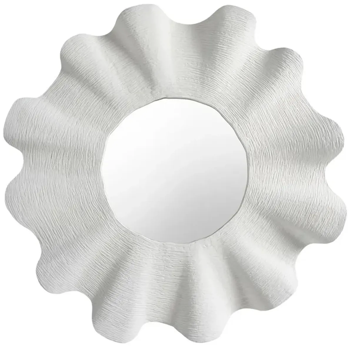 Bennett Coastal Beach White Aluminum Round Wall Scallop Mirror
