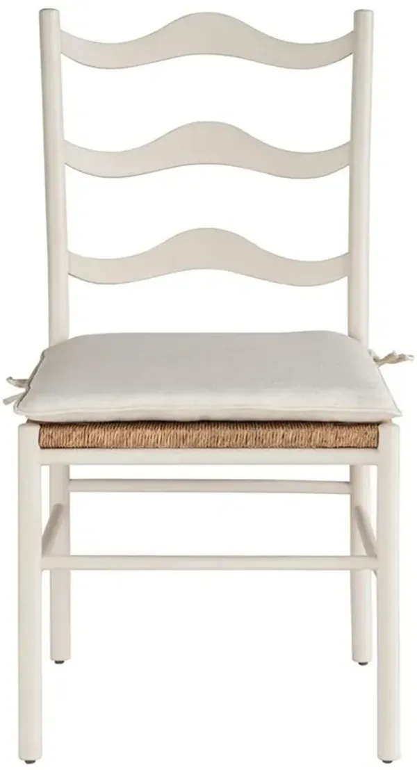 Camilla Coastal Off White Upholstered Woven Rush Dining Side Chair - Set of 2