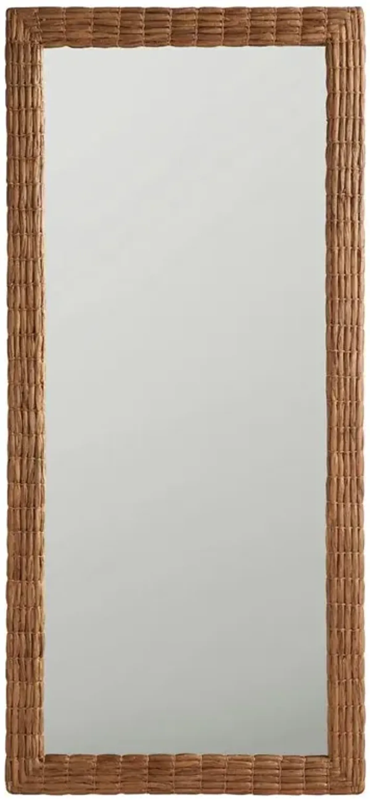 Bennett Coastal Beach Natural Woven Water Hyacinth Rectangular Floor Mirror