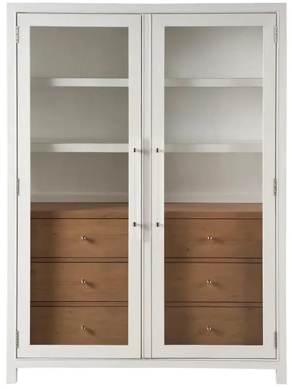 Camilla Coastal Beach White Oak Glass Door Display Cabinet