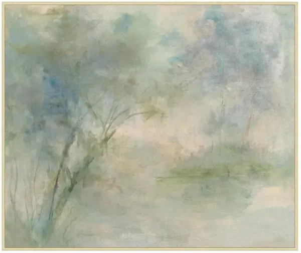 Phyla French Country Green Dreamy Forest Antique Silver Frame Painting - 58x69