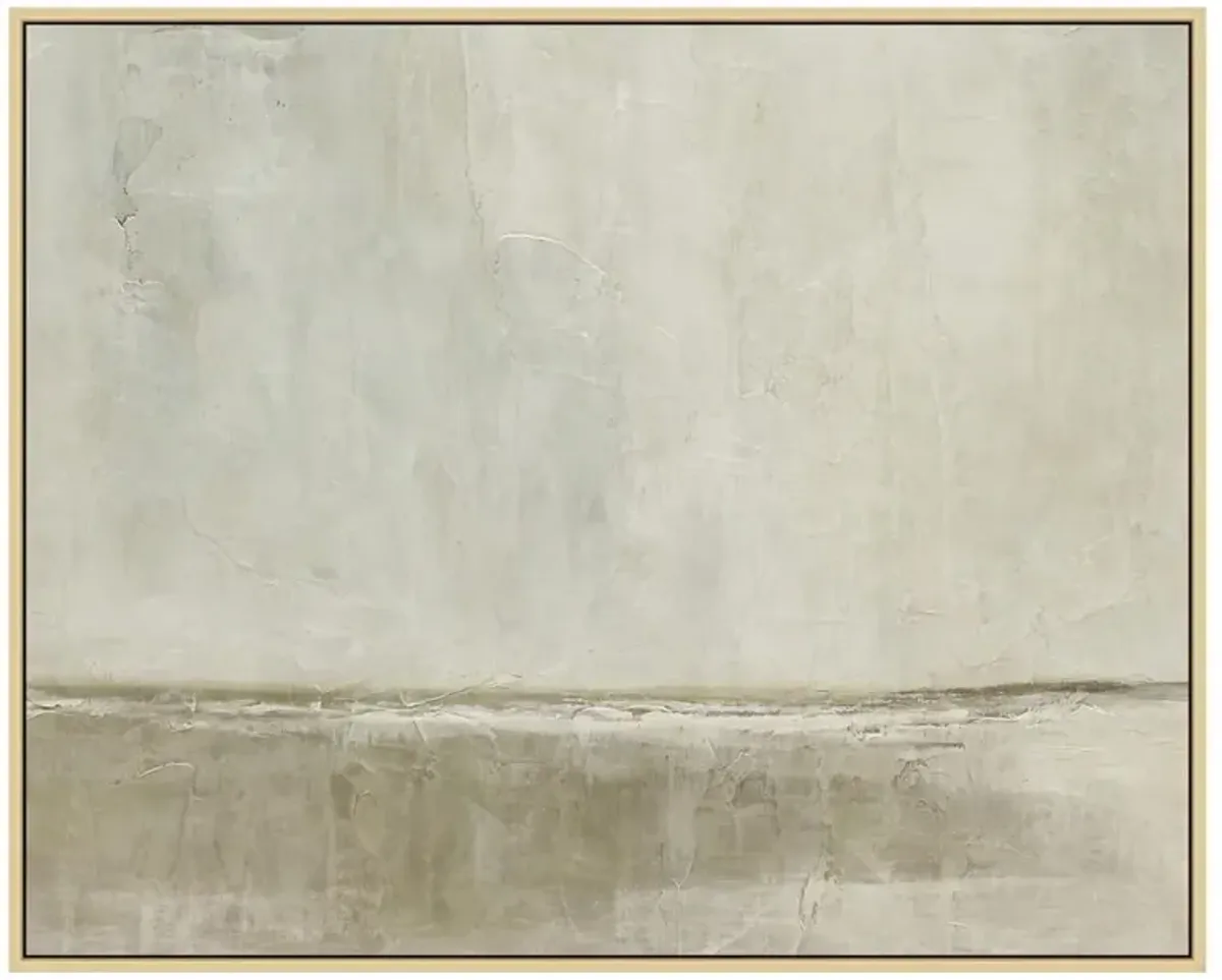 Mavrex Coastal Beach Grey Abstract Champagne Frame Painting - 42x52