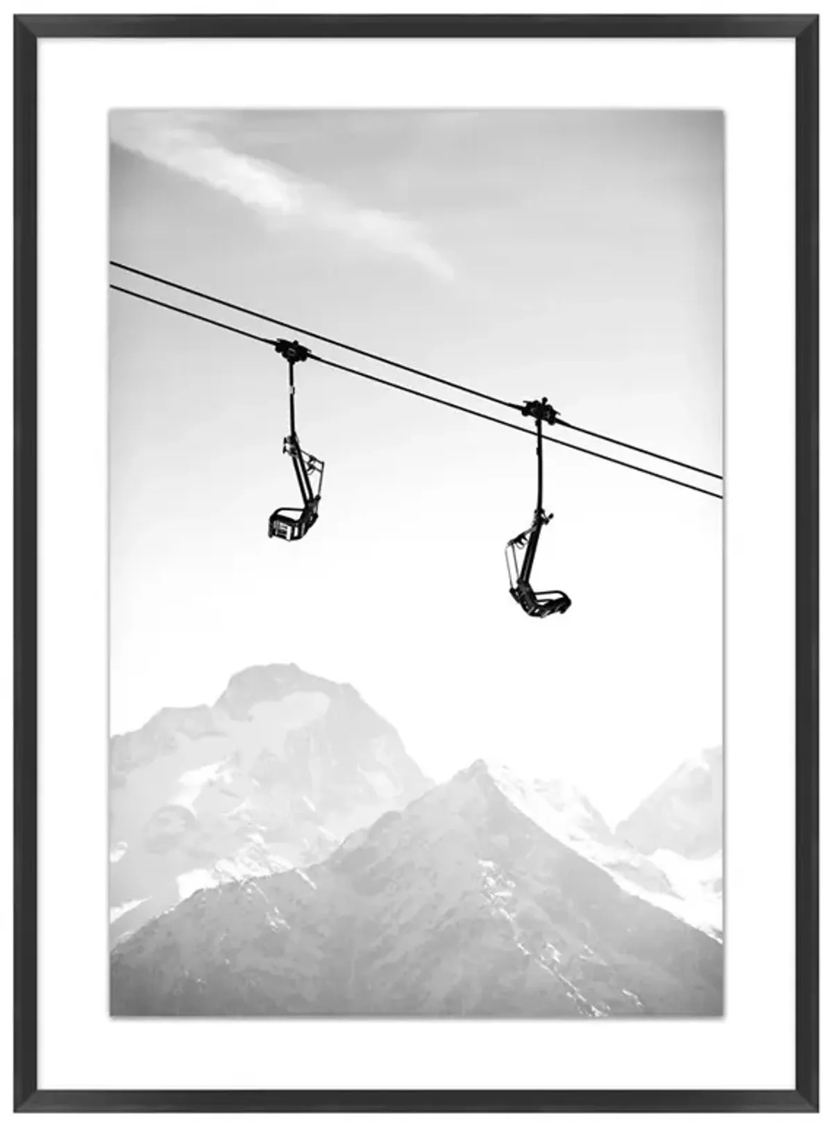 Baltie Modern Classic Grey Ski Black Frame Photograph 1 - 41x30