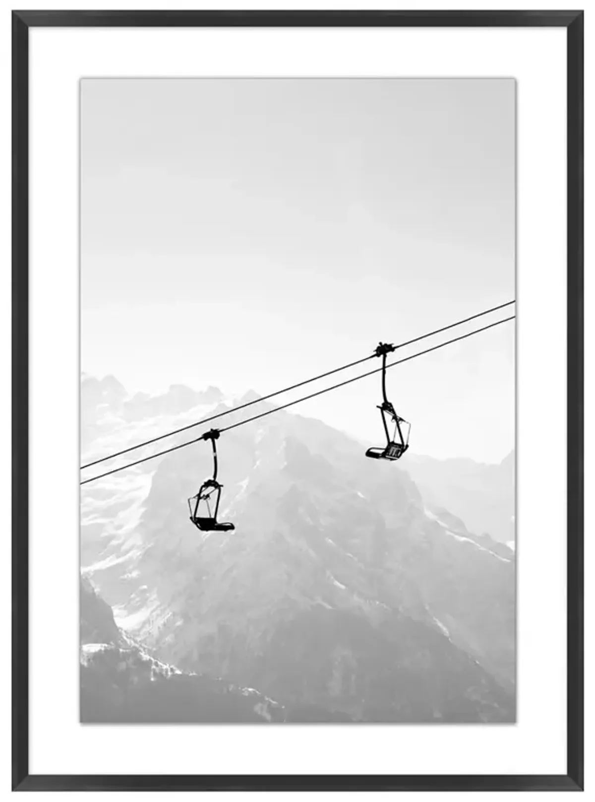 Baltie Modern Classic Grey Ski Black Frame Photograph 2 - 41x30