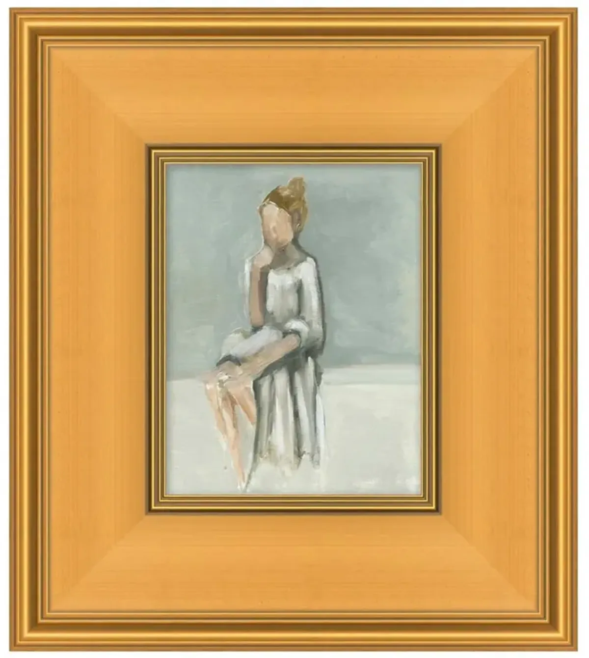 Adelle Mid Century Lady in White Gold Frame Painting - 17x15