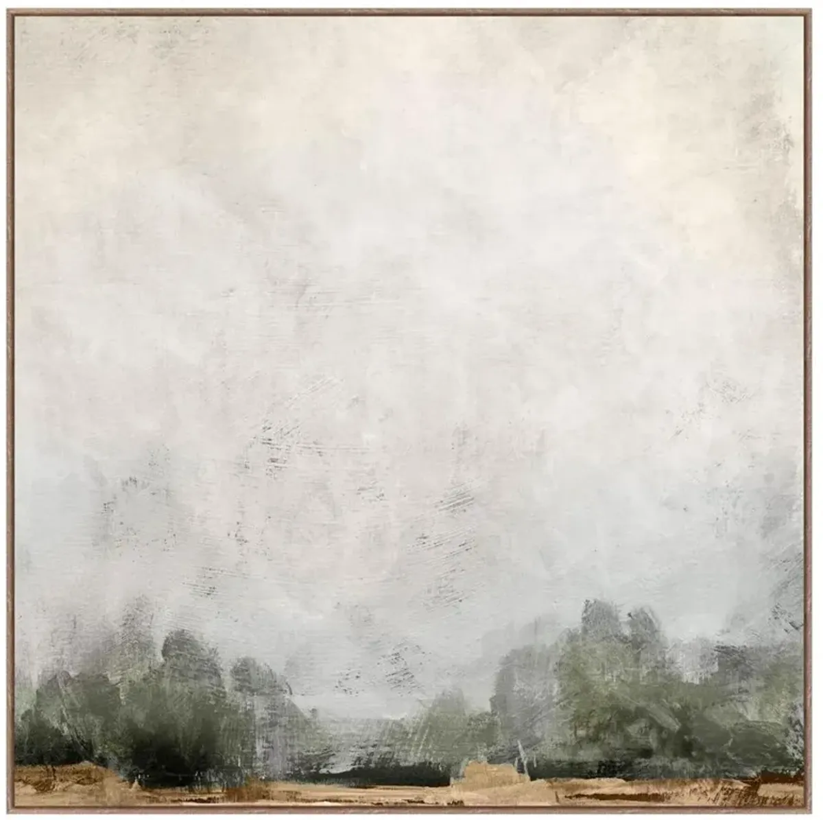 Apo French Country Grey Forest Landscape Brown Frame Painting 2 - 49x49