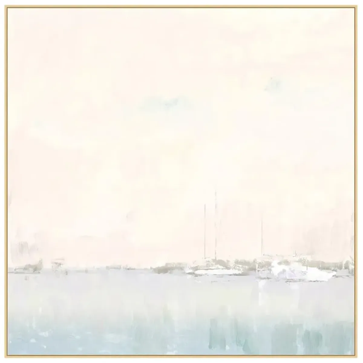 Soire Coastal Beach White Harbor Point Seascape Natural Frame Painting - 55x55