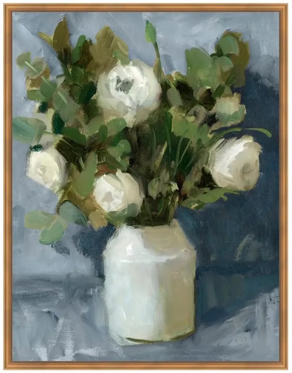 Wanda French Country White Floral & Botanical Gold Frame Painting - 54x42