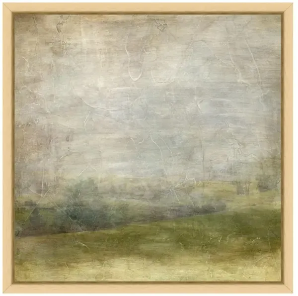 Haze French Country Green Hillside Landscape Natural Frame Painting 1 - 12x12