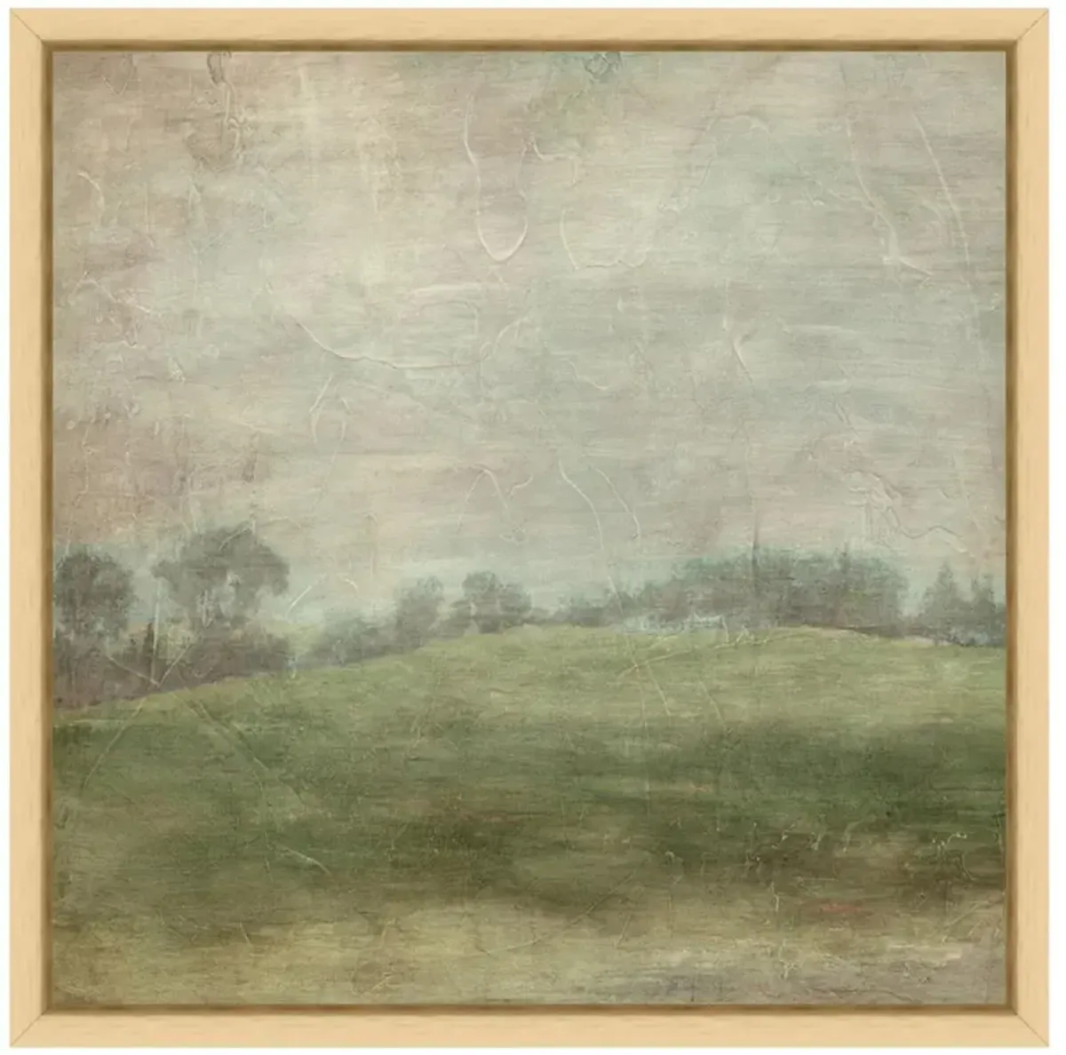 Haze French Country Green Hillside Landscape Natural Frame Painting 2 - 12x12