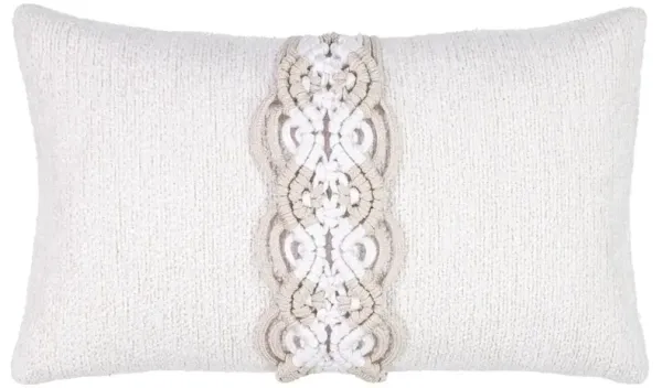 Diana Coastal Beach Oyster White Indoor Outdoor Lumbar Pillow - 12x20