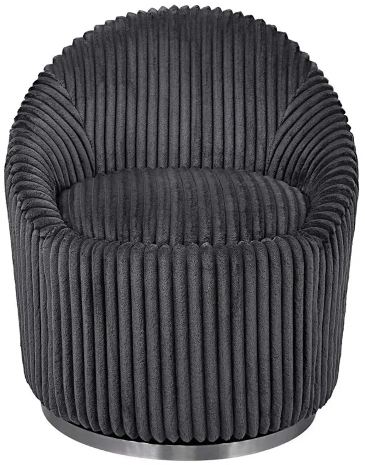 Open Box Colin Modern Nickel Steel Base Grey Chenille Upholstered Swivel Chair