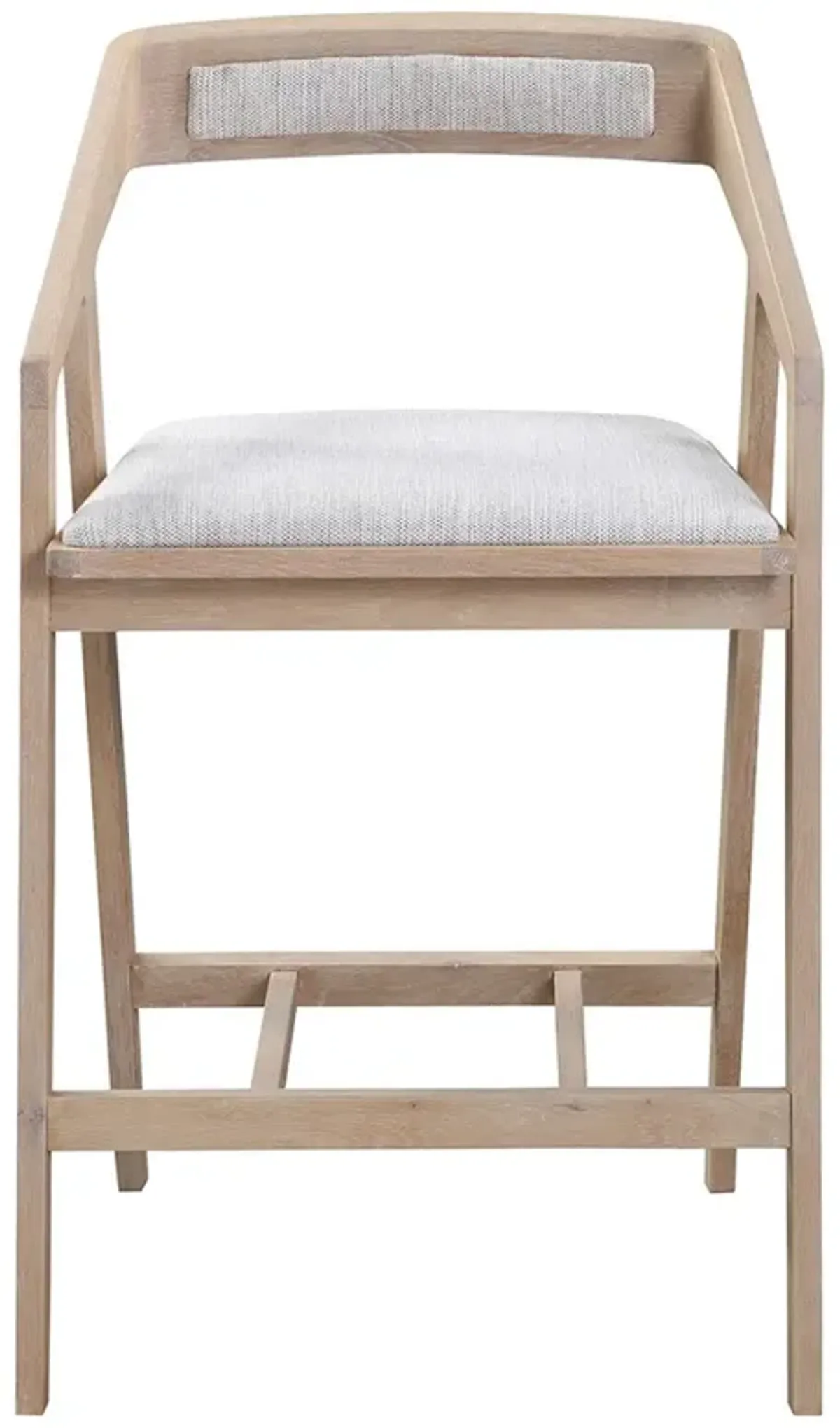 Open Box Lila French Country Light Grey Upholstered Solid Oak Wood Counter Stool