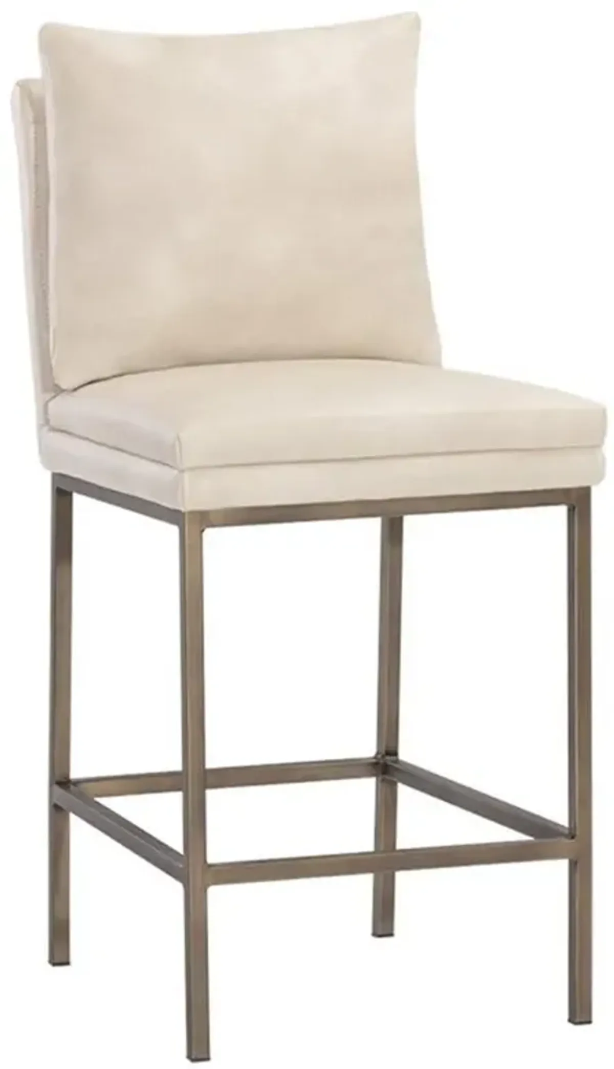 Open Box Olsson Industrial Bravo Cream Faux Leather Antique Brass Iron Counter Stool