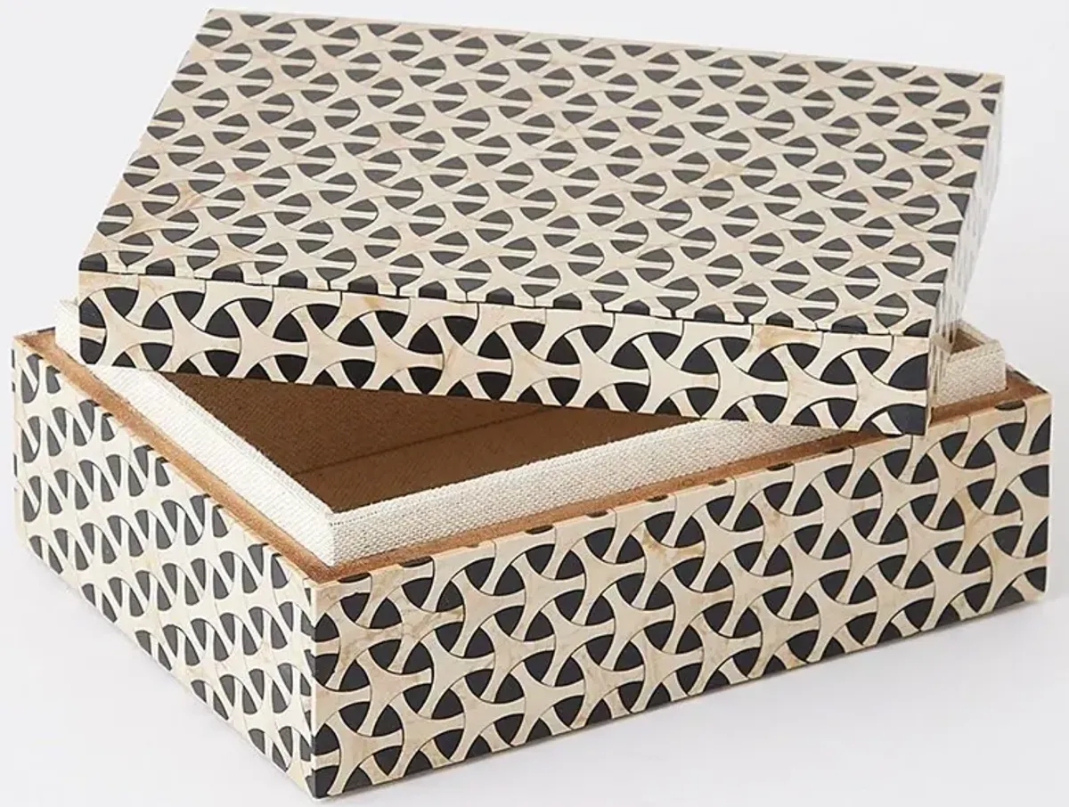 Cillian Modern Burnt Stained Geometric Decorative Box - Small