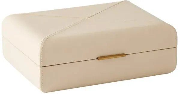 Hayes Modern Classic Beige Leather Decorative Box - Medium