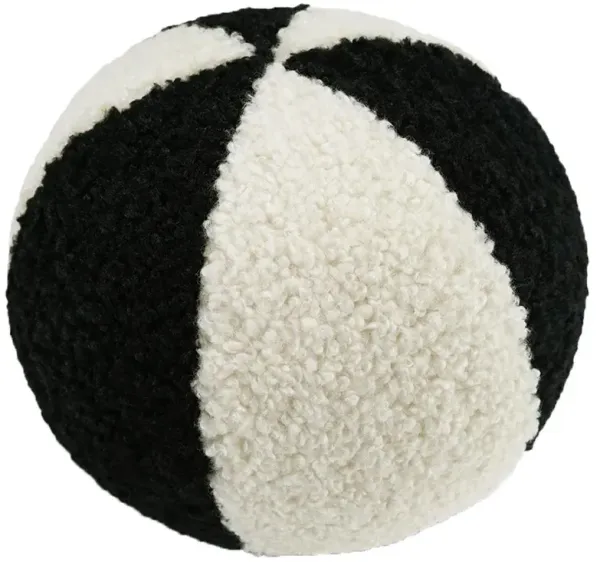 Gerry Modern Classic Black Faux Fur Round Decorative Throw Pillow - 12x12