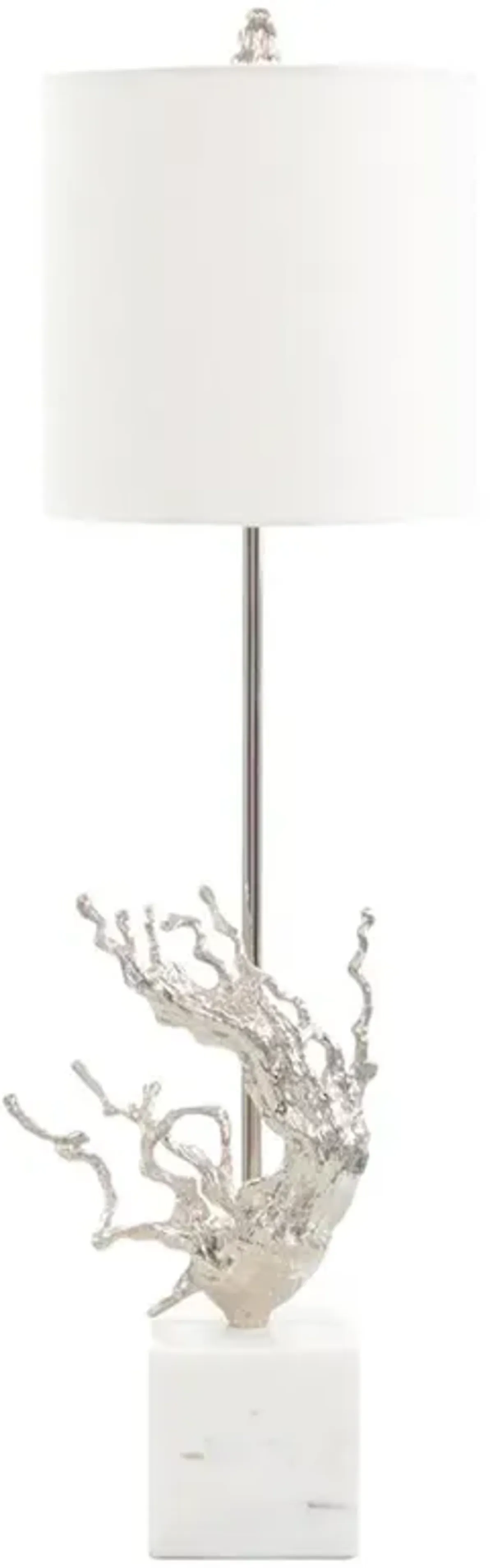 John-Richard Emanation Modern Classic Nickel Brass White Marble Base Table Lamp