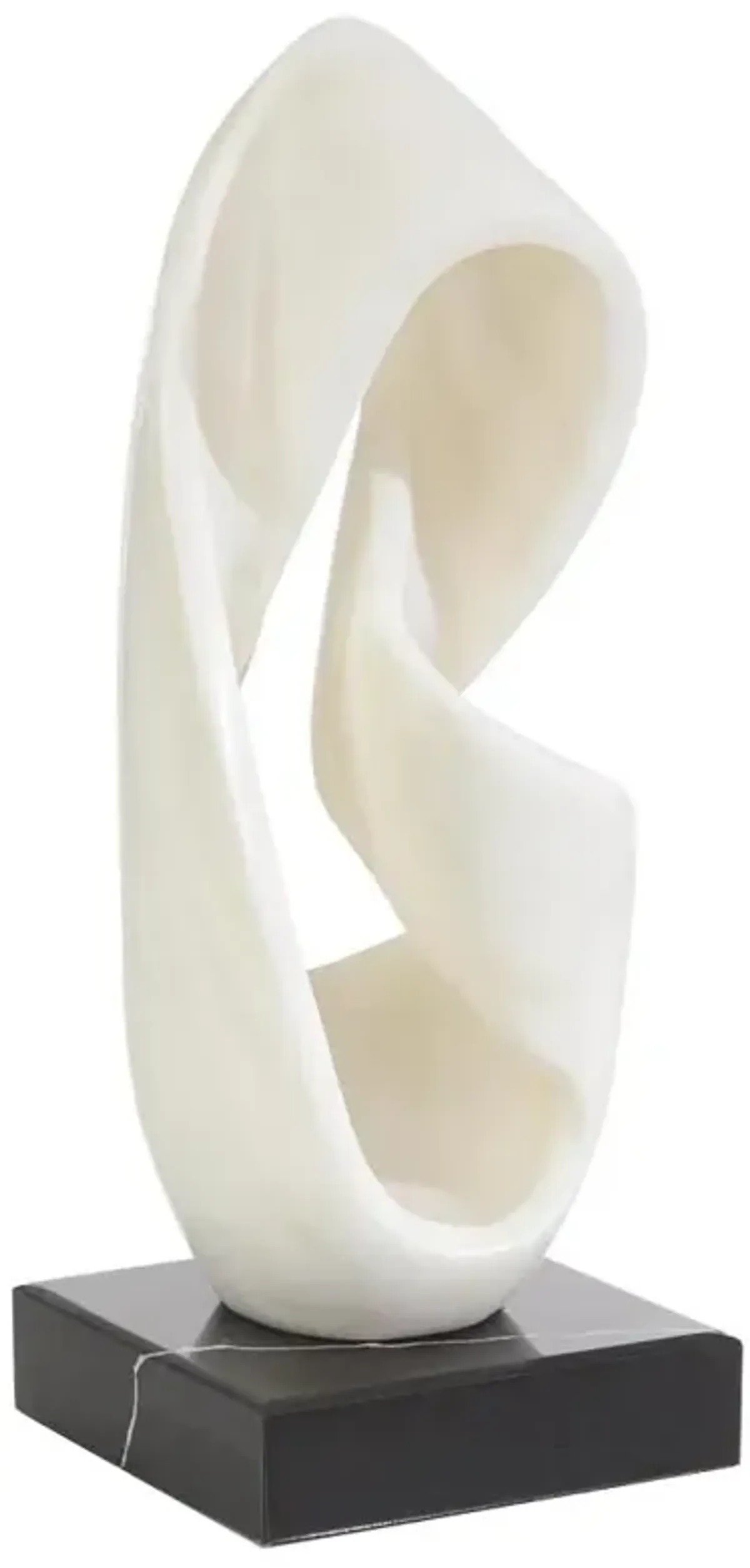 John-Richard Moebius Strip French Country White Jade Black Marble Base Sculpture