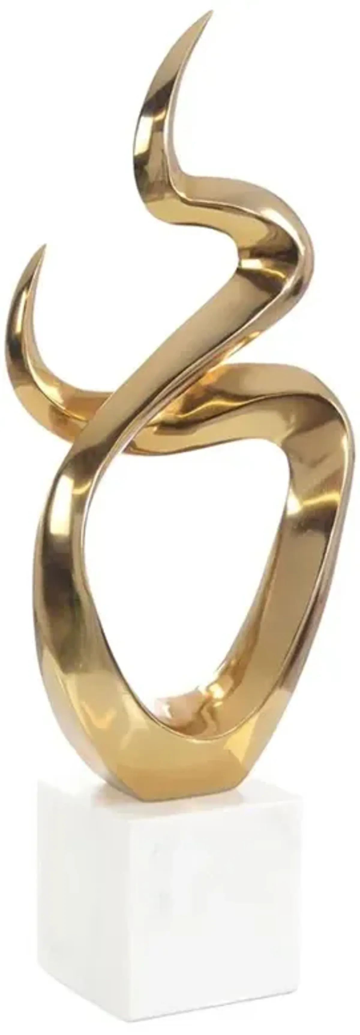 John-Richard Flow State Regency Brass Metal White Marble Base Sculpture II